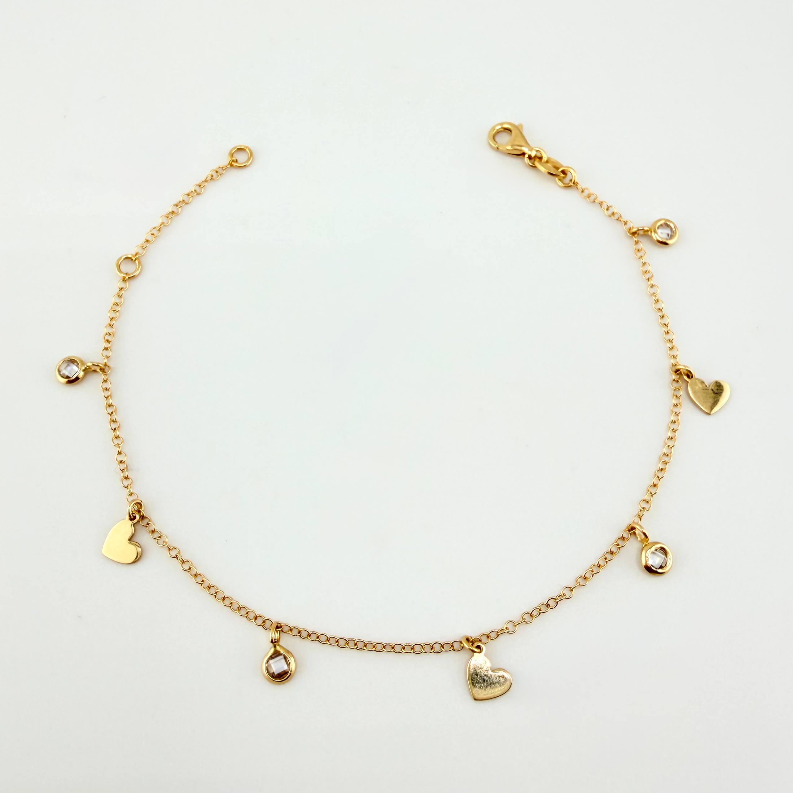 Pulso Aro Seguido Corazones Burbujas  2.2gr / 7 1/4 in / 1.5mm Oro Amarillo +4 18K*