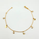 Pulso Aro Seguido Corazones Burbujas  2.2gr / 7 1/4 in / 1.5mm Oro Amarillo +4 18K*