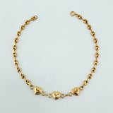 Pulso GC Corazones Bordeados 2.2gr / 7 in / 3mm Oro Amarillo 18K