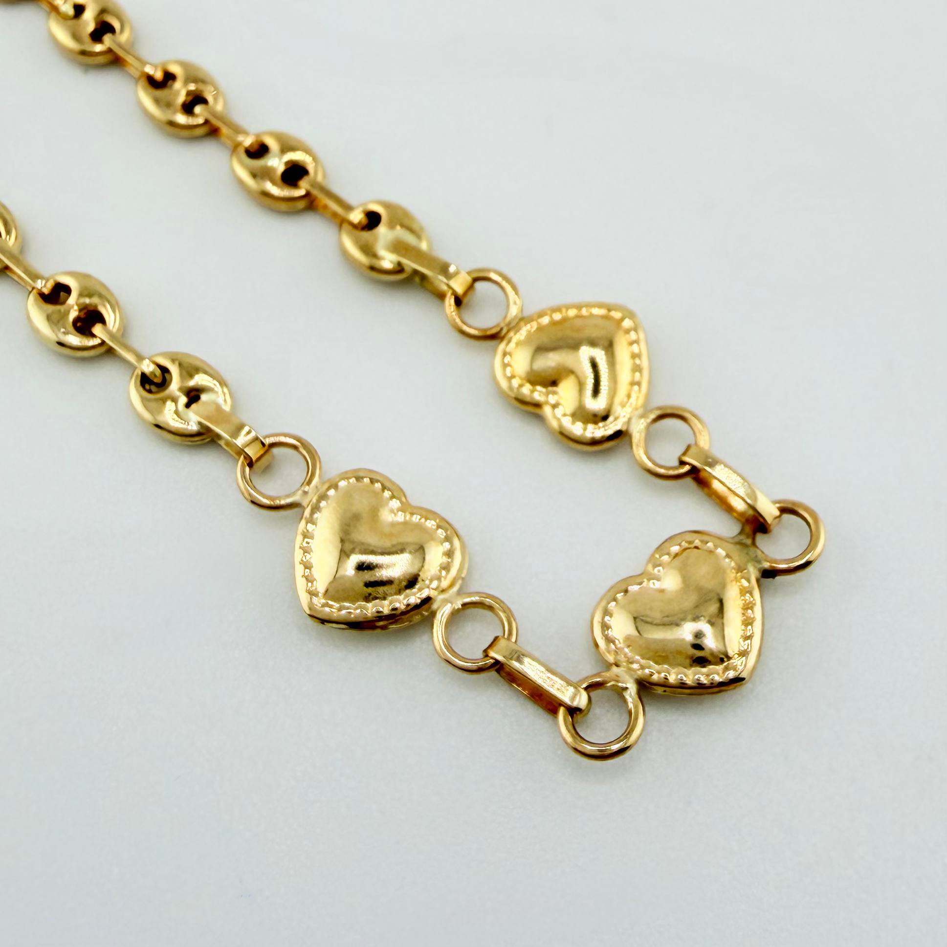 Pulso GC Corazones Bordeados 2.2gr / 7 in / 3mm Oro Amarillo 18K