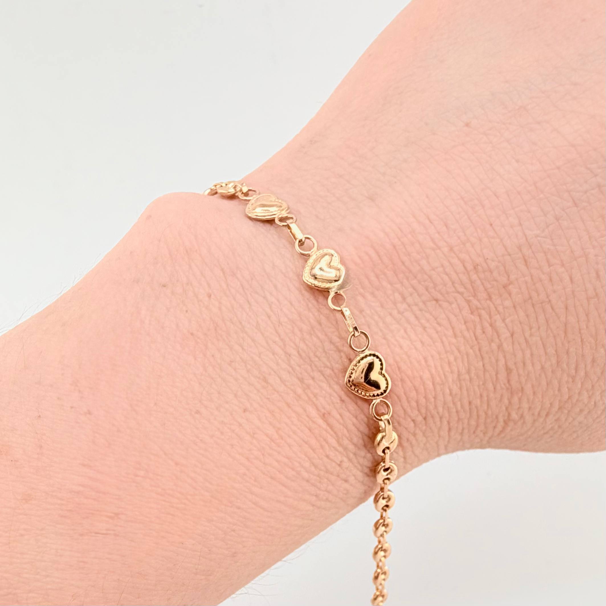 Pulso GC Corazones Bordeados 2.2gr / 7 in / 3mm Oro Amarillo 18K