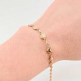 Pulso GC Corazones Bordeados 2.2gr / 7 in / 3mm Oro Amarillo 18K