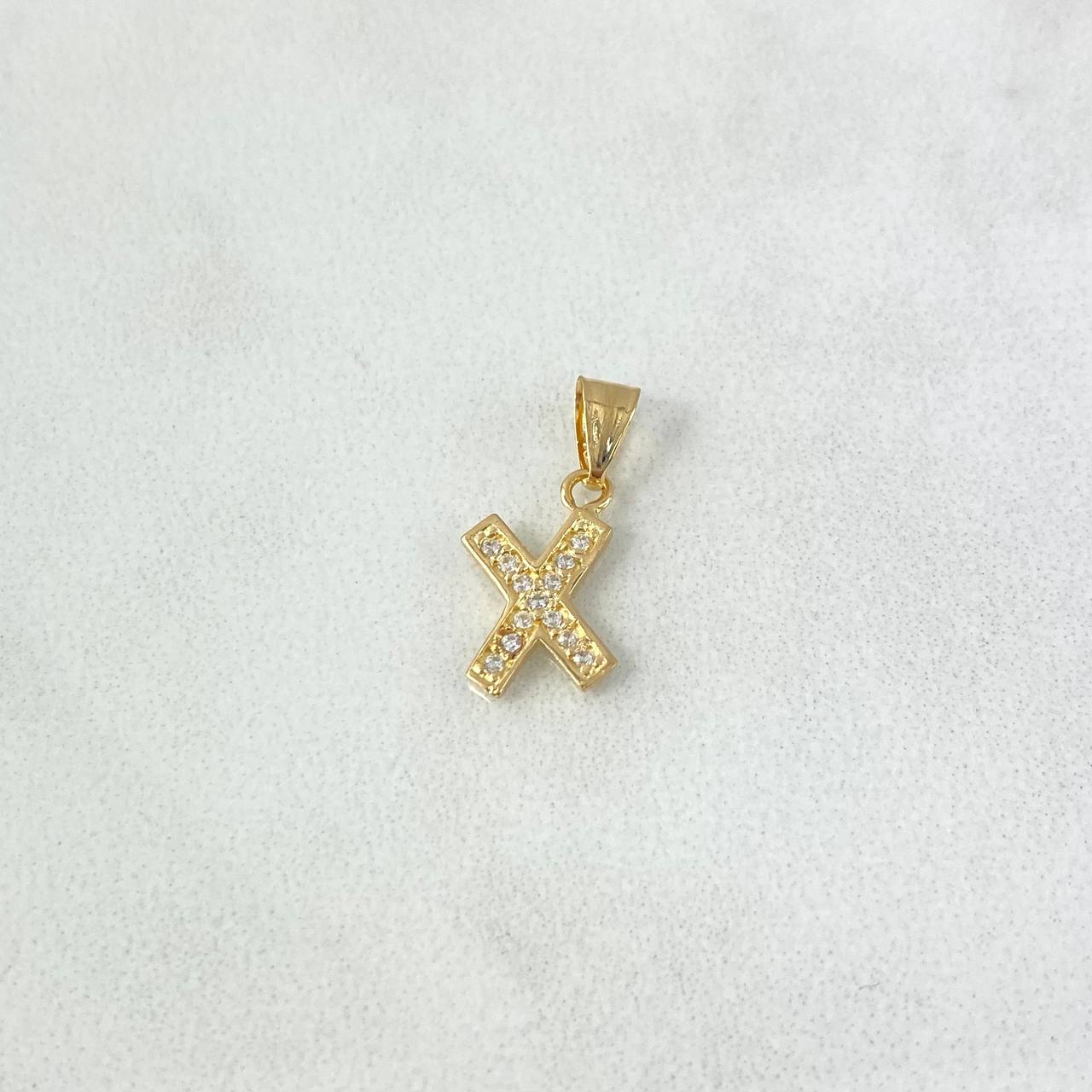 Pendant Letter X Silhouette 0.55gr / 1.6cm / White Zircons 18K Yellow Gold ©