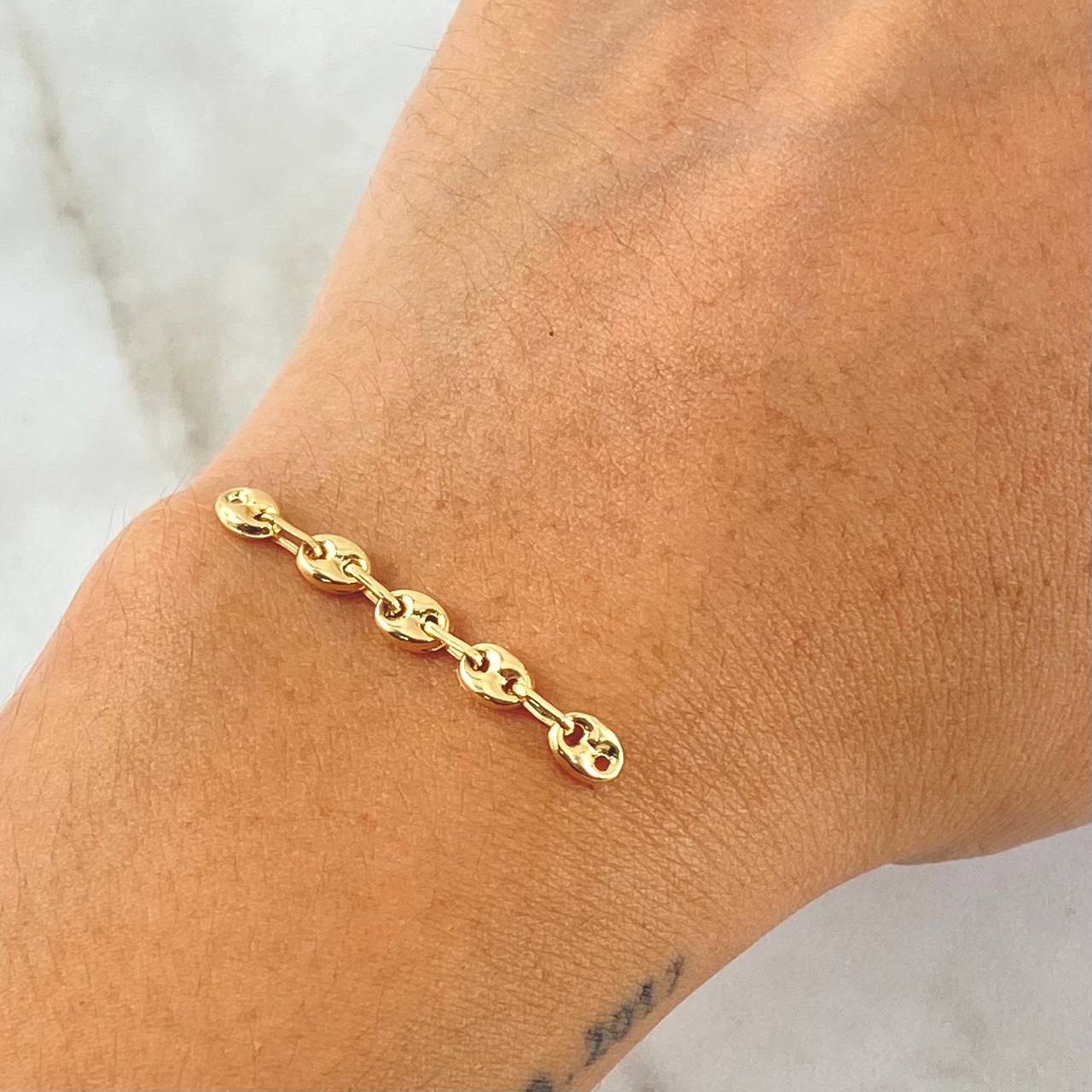 Herraje Retazo GC 5 Eslabones 0.5gr / 1 1/2in / 4mm Oro Amarillo 18K