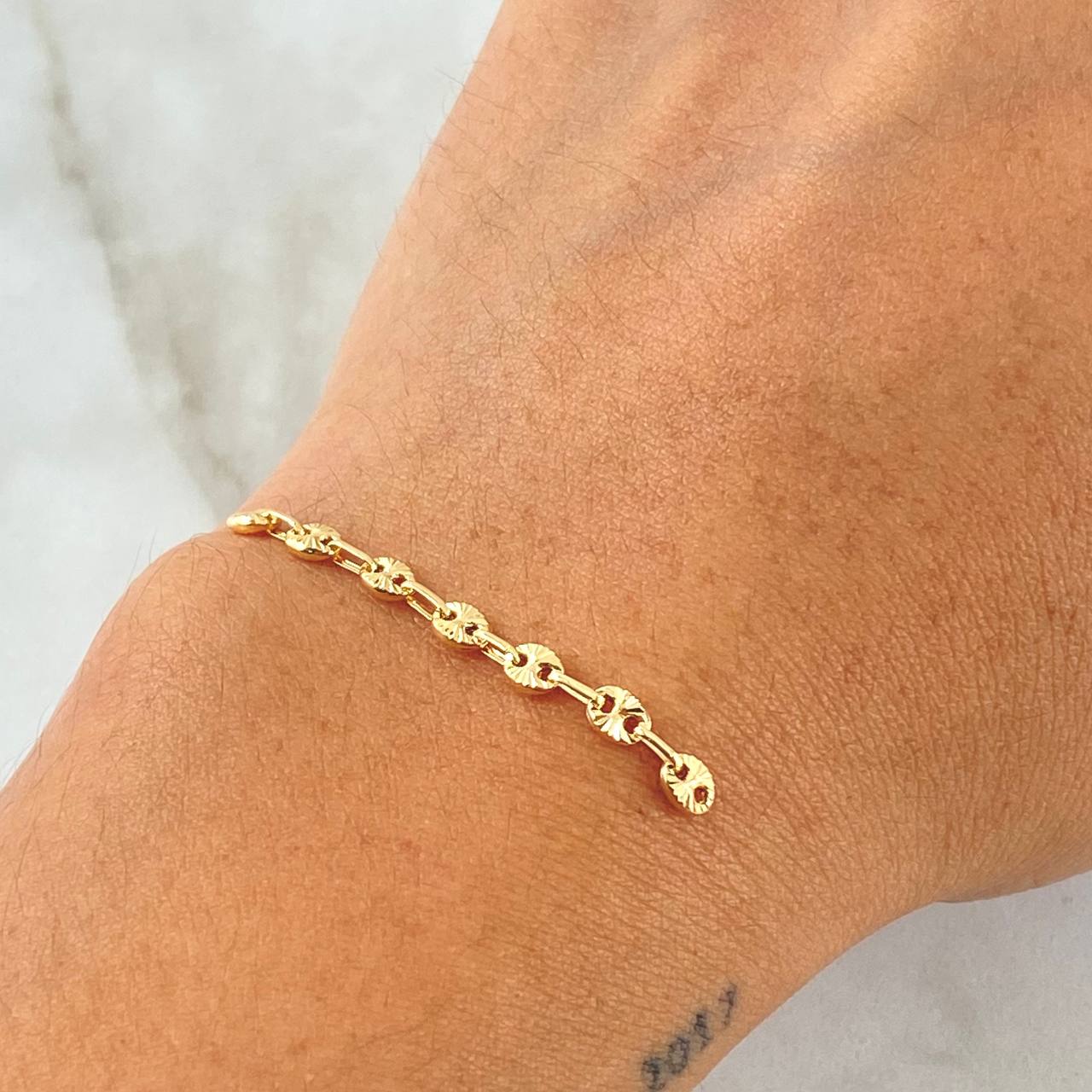 Herraje Retazo GC 7 Eslabones 0.55gr / 1 3/4in / 3.4mm Oro Amarillo 18K
