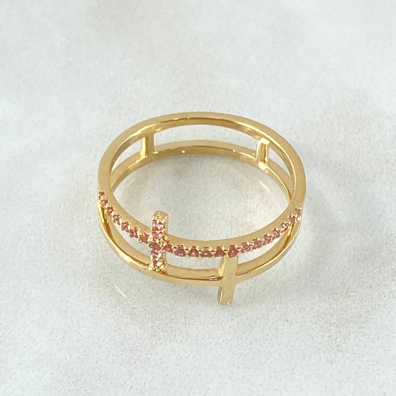 Double Cross Ring 2.8gr / Size 7 1/2 / 18K Gold ©