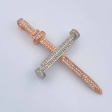 Dije Cruz Clavo 6.45gr / 2 1/4 in / Dos Oros Blanco Rosa 18K $