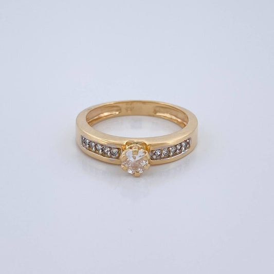 Anillo Solitario Grueso 3.3gr / T6 1/4 / Dos Oros Amarillo Blanco 18K $