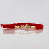 Red Woven Bracelet Anchor Yellow Gold 18K