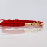Red Woven Bracelet Anchor Yellow Gold 18K