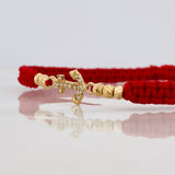 Red Woven Bracelet Anchor Yellow Gold 18K