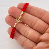 Red Woven Bracelet Anchor Yellow Gold 18K