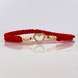 Red Woven Bracelet Heart Silhouette Yellow Gold 18K