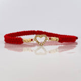 Red Woven Bracelet Heart Silhouette Yellow Gold 18K