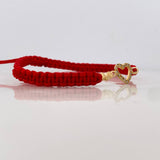 Red Woven Bracelet Heart Silhouette Yellow Gold 18K