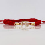 Red Woven Bracelet Charm Faith Yellow Gold 18K