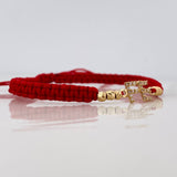 Red Woven Bracelet Charm Faith Yellow Gold 18K