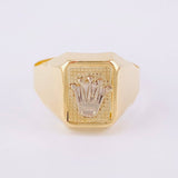 Anillo Sello Corona 3.45g / T10 1/2 Dos Oros Amarillo Blanco 18K