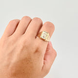 Anillo Sello Corona 3.45g / T10 1/2 Dos Oros Amarillo Blanco 18K