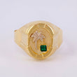 Palm Tree Signet Ring 3.6g / T10 1/4 Two-Tone Yellow White Gold 18K