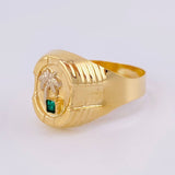 Palm Tree Signet Ring 3.6g / T10 1/4 Two-Tone Yellow White Gold 18K