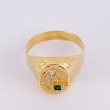 Palm Tree Signet Ring 3.6g / T10 1/4 Two-Tone Yellow White Gold 18K