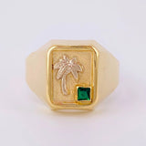 Palm Signet Ring 3.1g / T10 1/2 Yellow Gold 18K