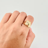 Palm Tree Signet Ring 3.25g / T8 3/4 Two Yellow White Golds 18K