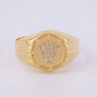 Anillo Sello Corona Redondo 3.2g / T12 Dos Oros Amarillo Blanco 18K