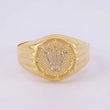 Anillo Sello Corona 3.05g / T10 Dos Oros Amarillo Blanco 18K