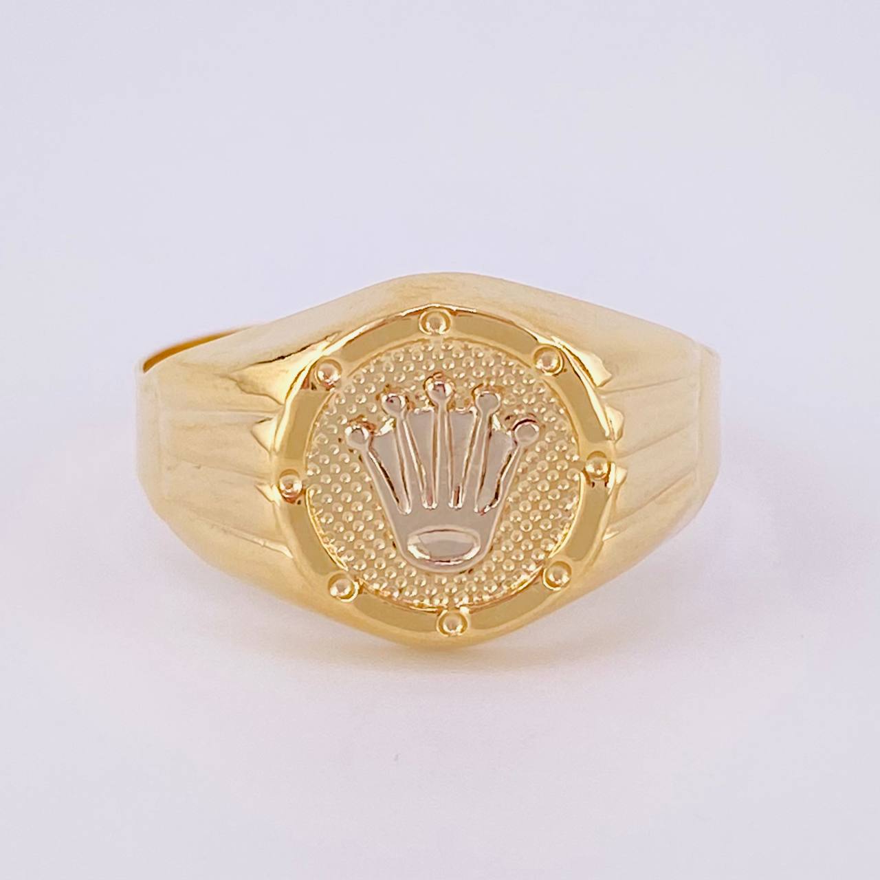 Anillo Sello Corona Redondo 3.05g / T11 Dos Oros Amarillo Blanco 18K