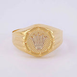 Anillo Sello Corona 3.05g / T10 Dos Oros Amarillo Blanco 18K