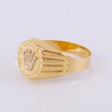 Anillo Sello Corona Redondo 3.05g / T11 Dos Oros Amarillo Blanco 18K