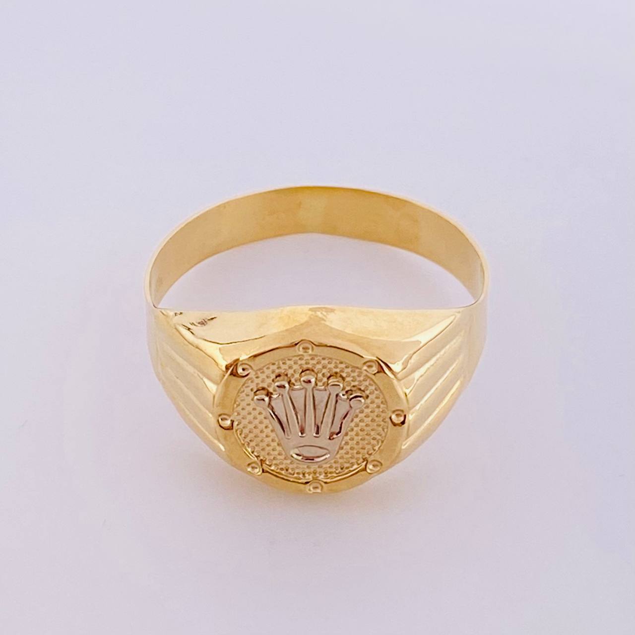 Anillo Sello Corona Redondo 3.05g / T11 Dos Oros Amarillo Blanco 18K