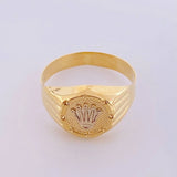 Anillo Sello Corona 3.05g / T10 Dos Oros Amarillo Blanco 18K