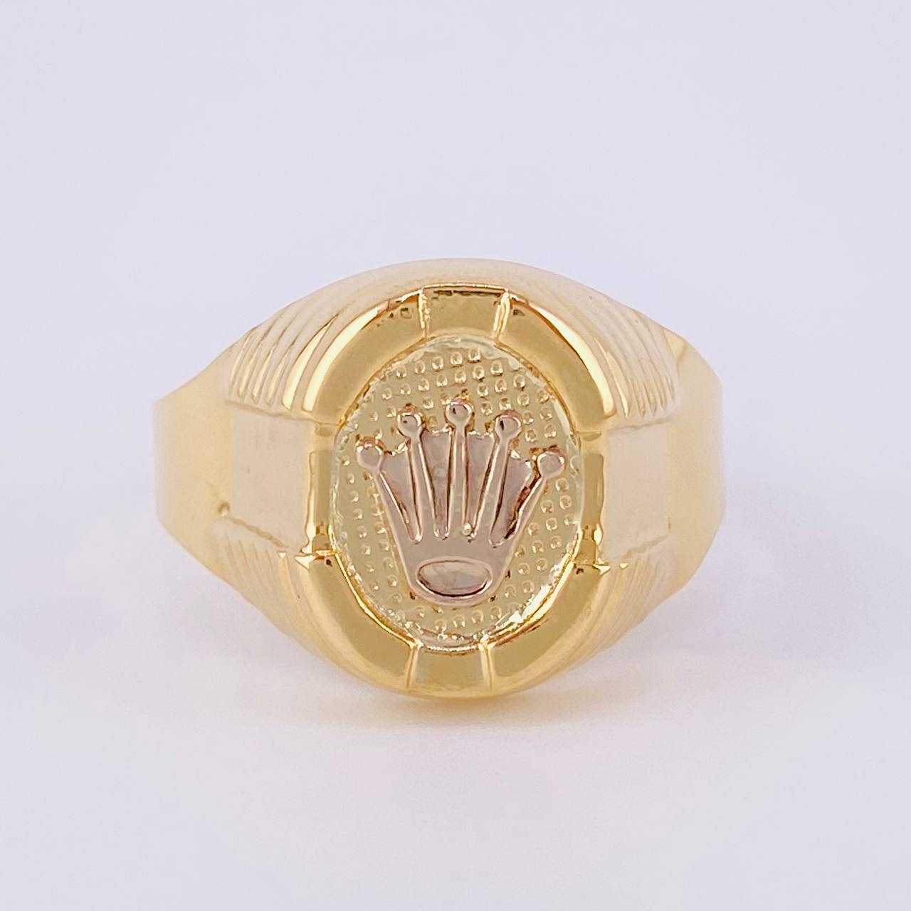 Oval Crown Signet Ring 4g / T11 Two Yellow White Golds 18K