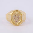Anillo Sello Corona 3.8g / T9 1/4 Dos Oros Amarillo Blanco 18K