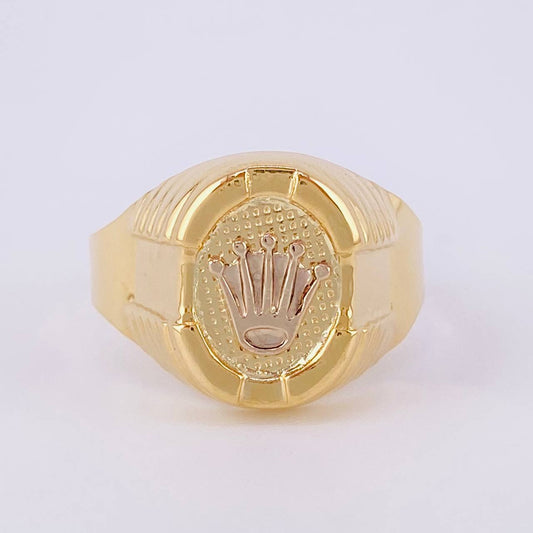 Oval Crown Signet Ring 4g / T11 Two Yellow White Golds 18K