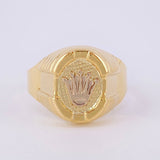 Oval Crown Signet Ring 4g / T11 Two Yellow White Golds 18K