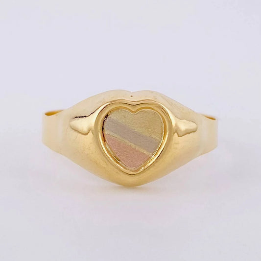 Heart Signet Ring 1.8g / T9 Three Golds 18K