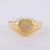 Anillo Sello Corazón 1.75g / T7 3/4 Tres Oros 18K