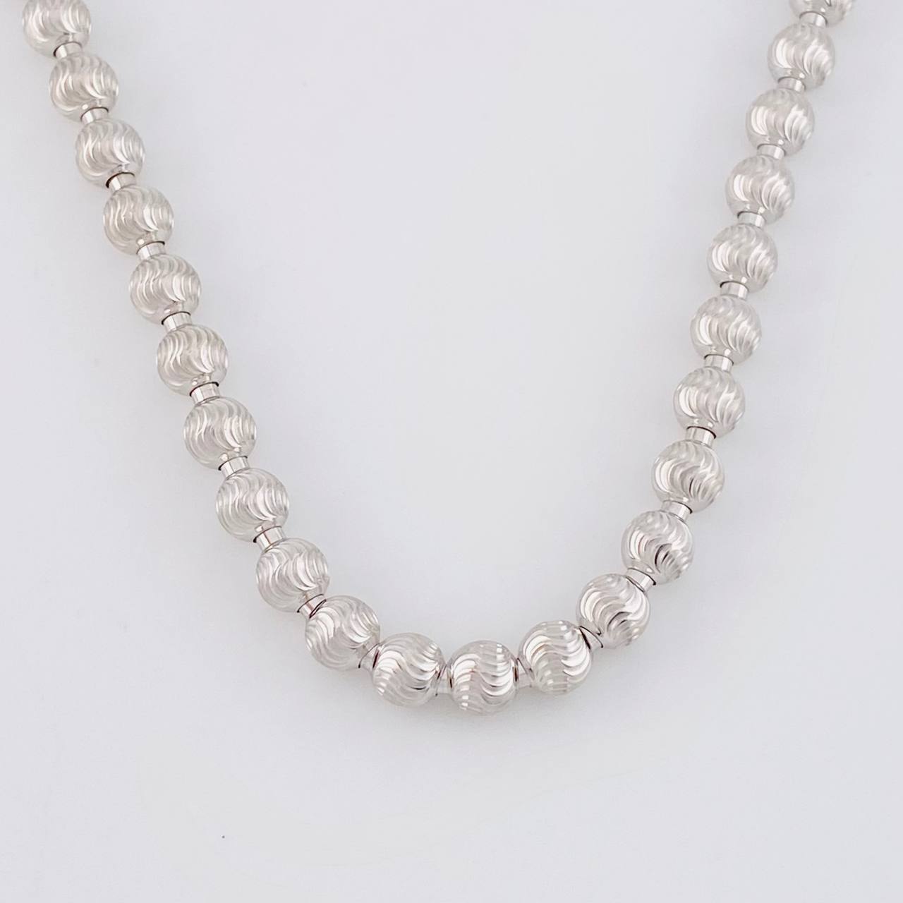 Cadena Militar Media Luna Diamantada 33.1g / 26 in / 5mm Oro Blanco 18K