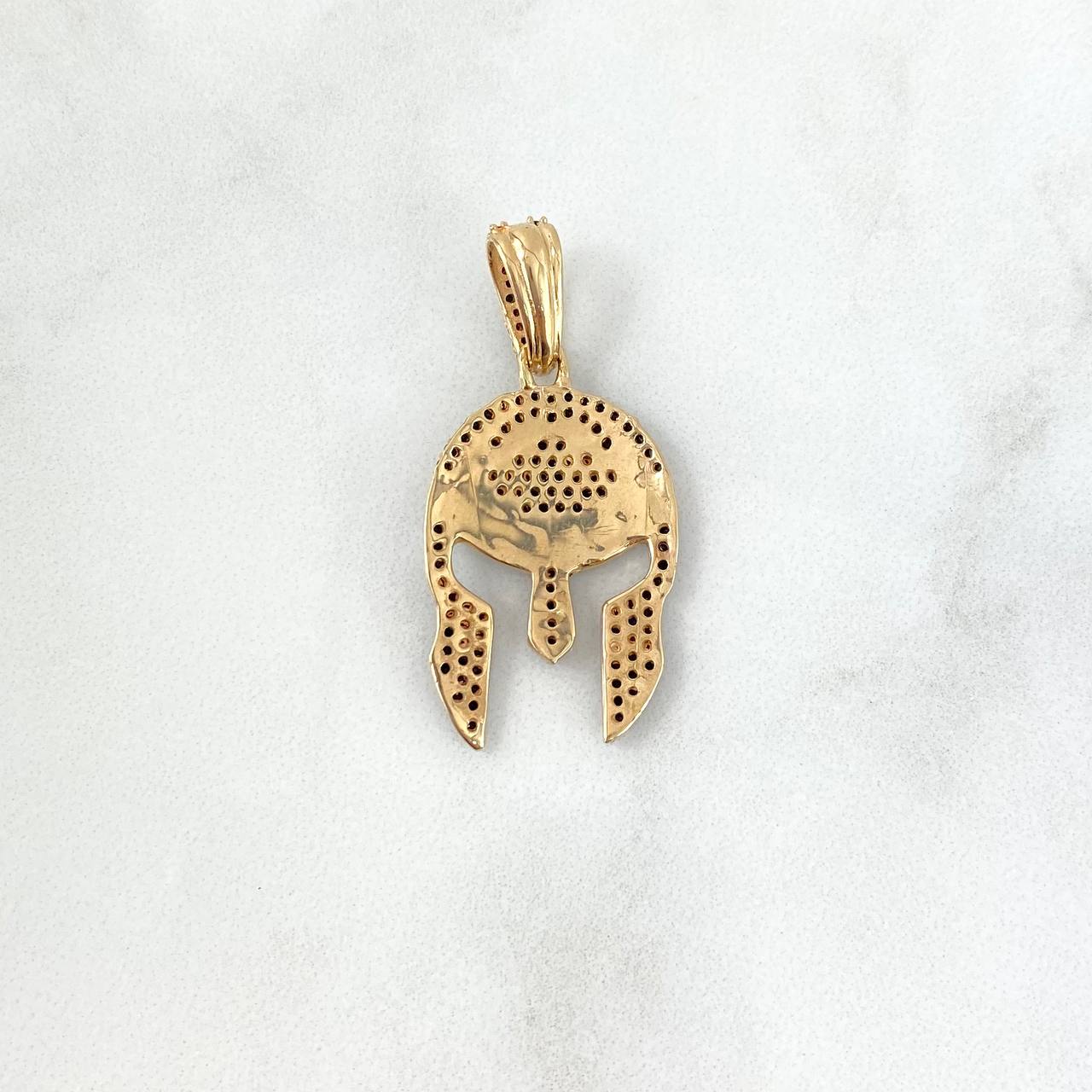 Pendant Trival Helmet 4.8gr / 3.7cm / Black Zircons Two Yellow and White Golds ©
