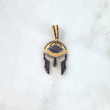 Pendant Trival Helmet 4.8gr / 3.7cm / Black Zircons Two Yellow and White Golds ©