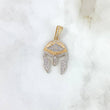Pendant Trival Helmet 4.65gr / 3.7cm / White Zircons Two-tone Yellow and White Gold