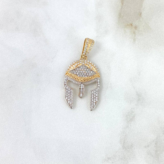 Pendant Trival Helmet 4.25gr / 3.7cm / White Zircons Two-tone Yellow and White Gold