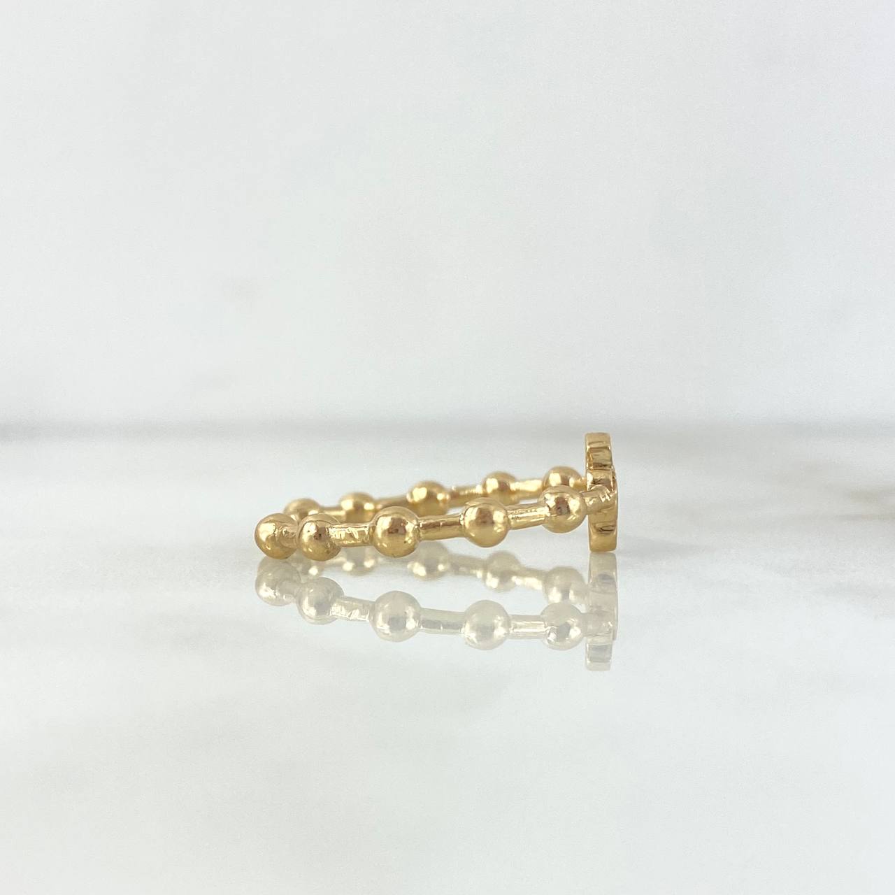 Cross Sphere Ring 2.45gr / Size 6 1/4 / White Zircons 18K Yellow Gold