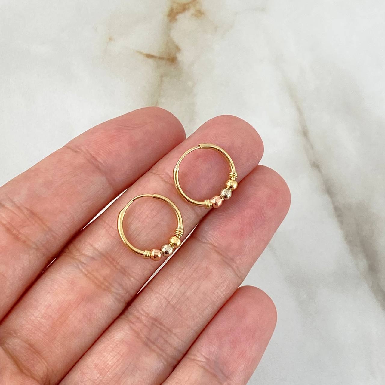 Candongas Aro 1.05gr / 1/2 in / 3.2mm Tres Oros 18K !