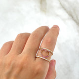 Heart Silhouette Ring 4.25gr / Size 6 3/4 / White-Fuchsia Zircons Yellow Gold ©