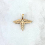 Pendant Caduceus of Snakes 1.6gr / 2cm / White Zircons Yellow Gold